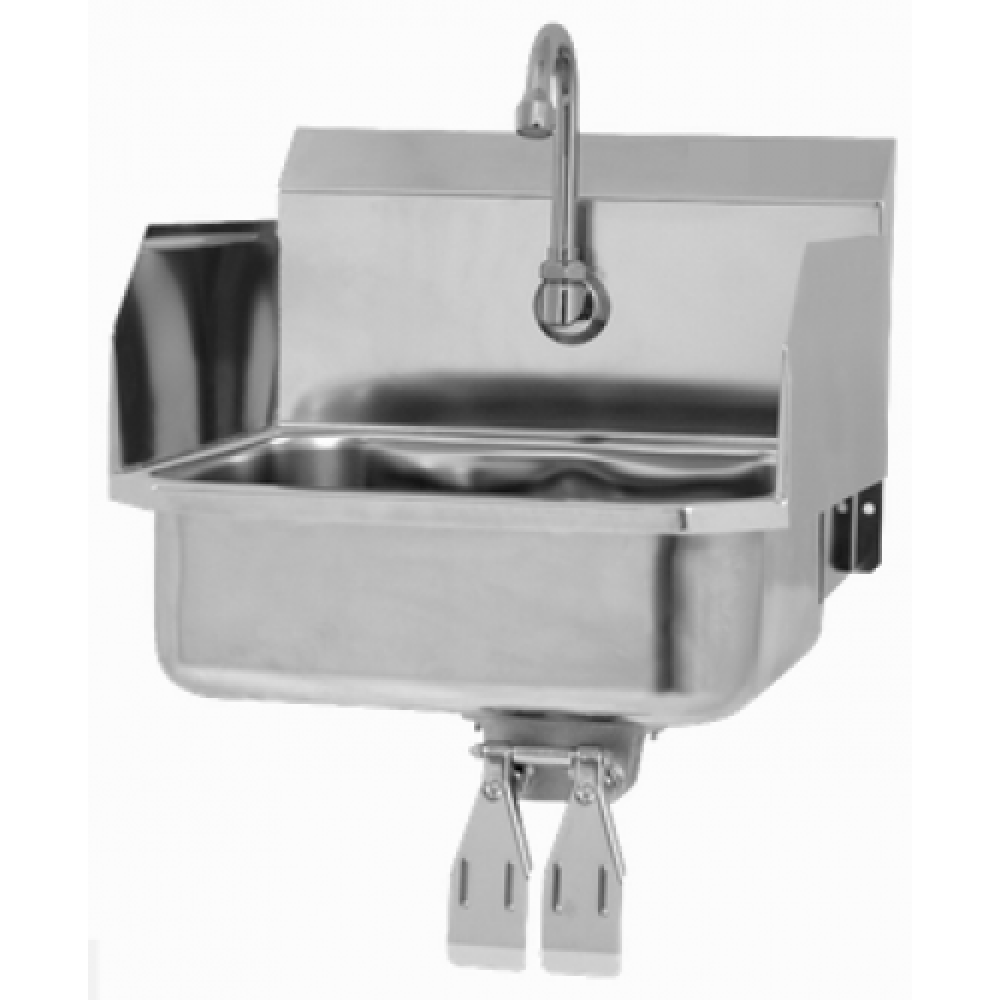 Wall Mount Sink with Double Knee Valve and Side Splashes