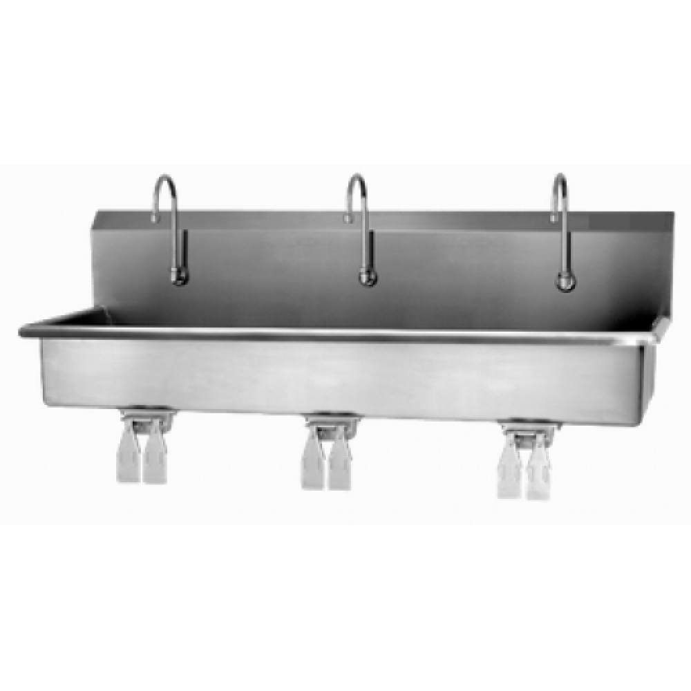 3 Person Wall Mount Sink with Double Knee Valve 